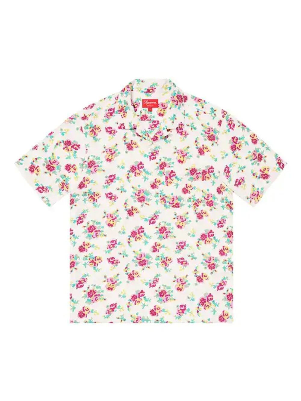 Supreme Floral Rayon Short Sleeve Camp Collar Shirt White Streetwear Medium